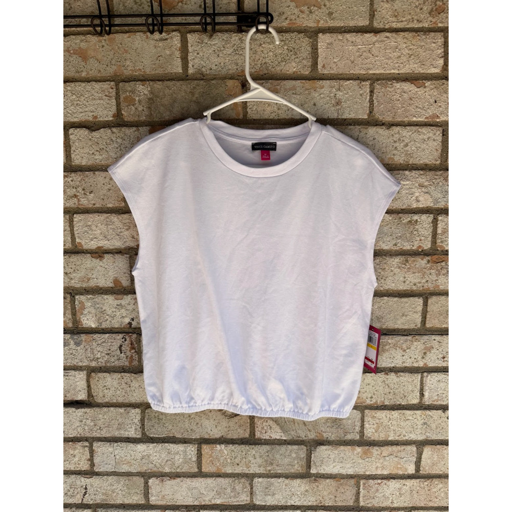 Vince Camuto Women’s White Short Sleeve Shirt Cinched Size Medium NWT